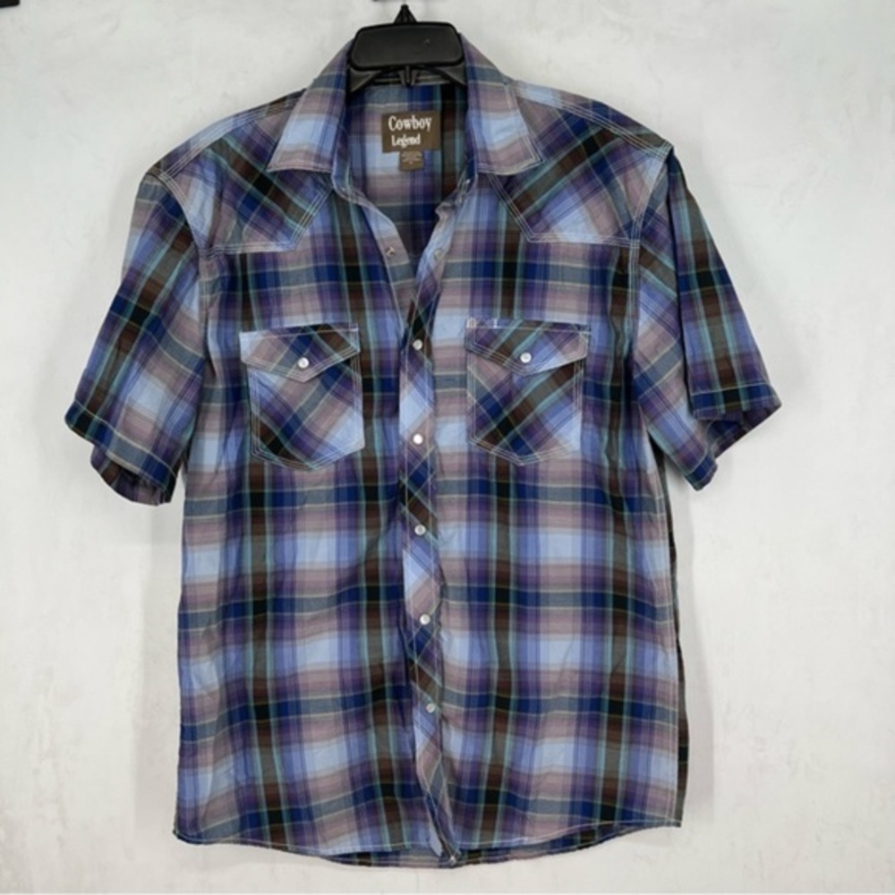 COWBOY Legend Plaid Western Wear Button Down Shirt with Pearl Snaps XL